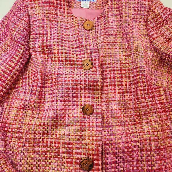 BFA Classics Blazer Jacket Women 8 Pink Easter Sping Vintage Granny Woven - Picture 4 of 9